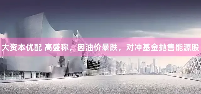 大资本优配 高盛称，因油价暴跌，对冲基金抛售能源股
